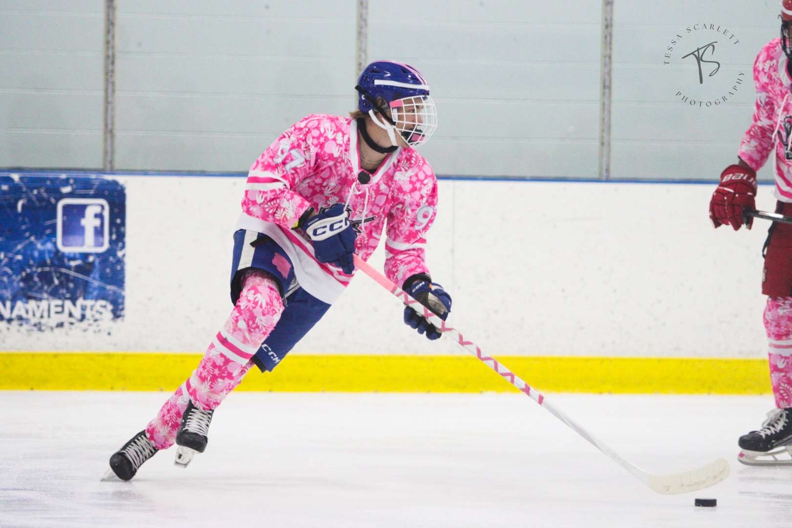 Flick pass at center ice